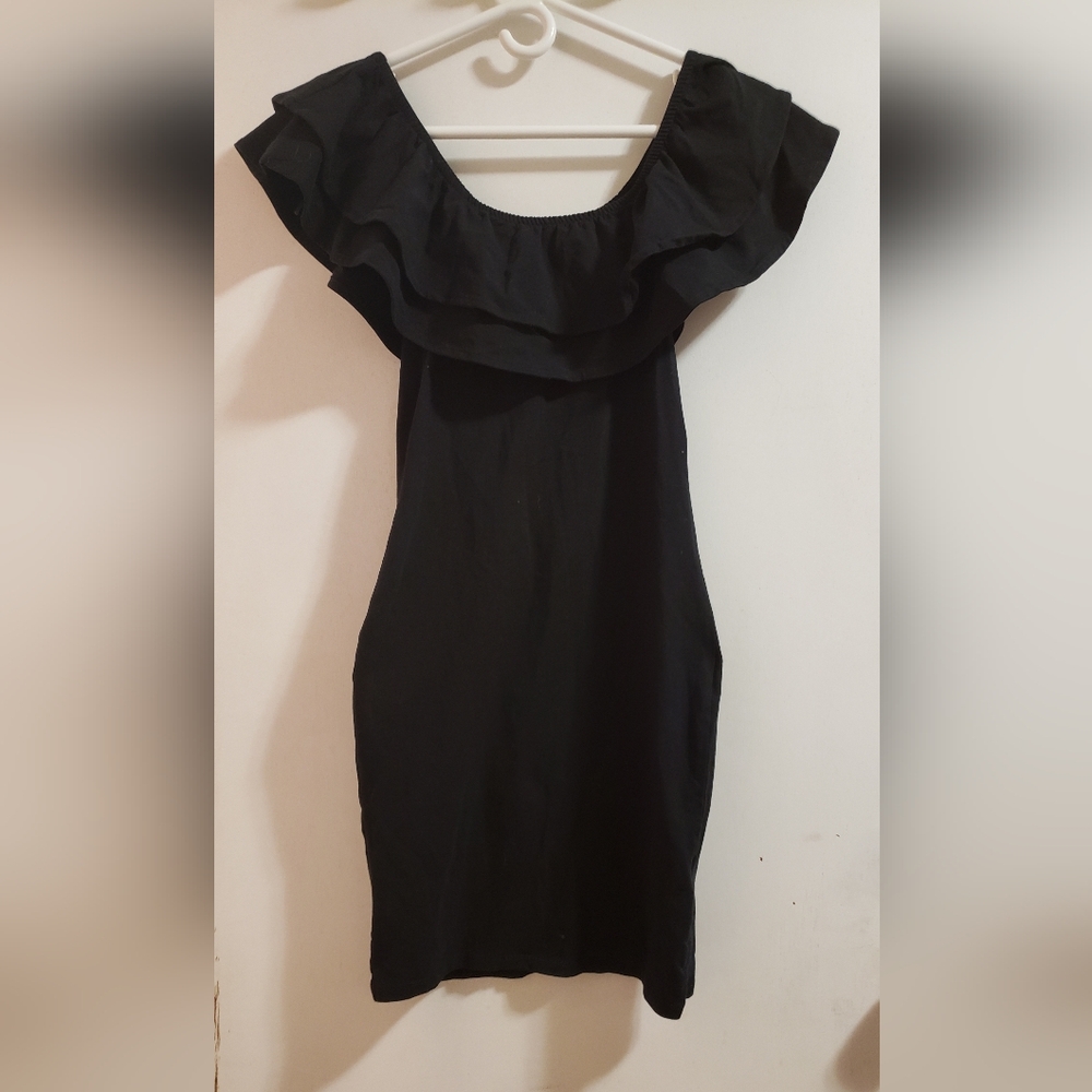 H&M Black Ruffle Mini Dress